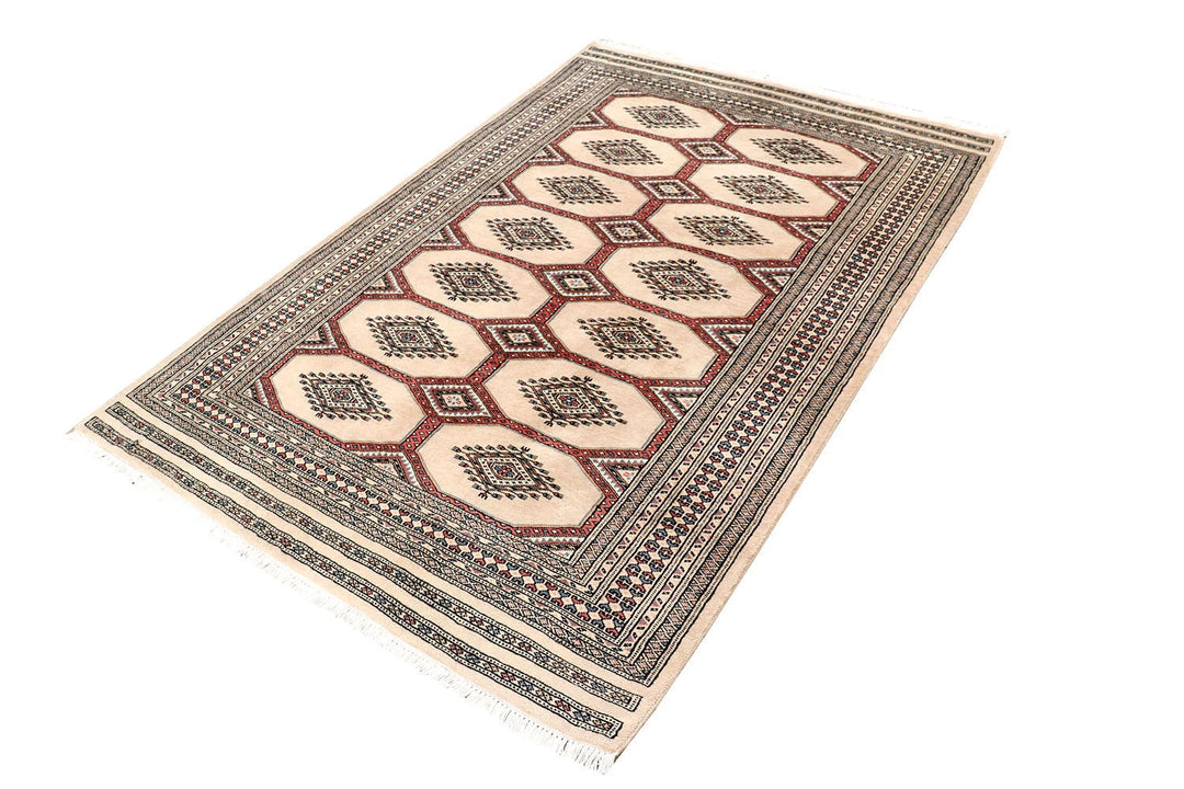 Brown Pakistani Jaldar Rug 4' 2" x 6' 4" Hand-Knotted | No. QA84408