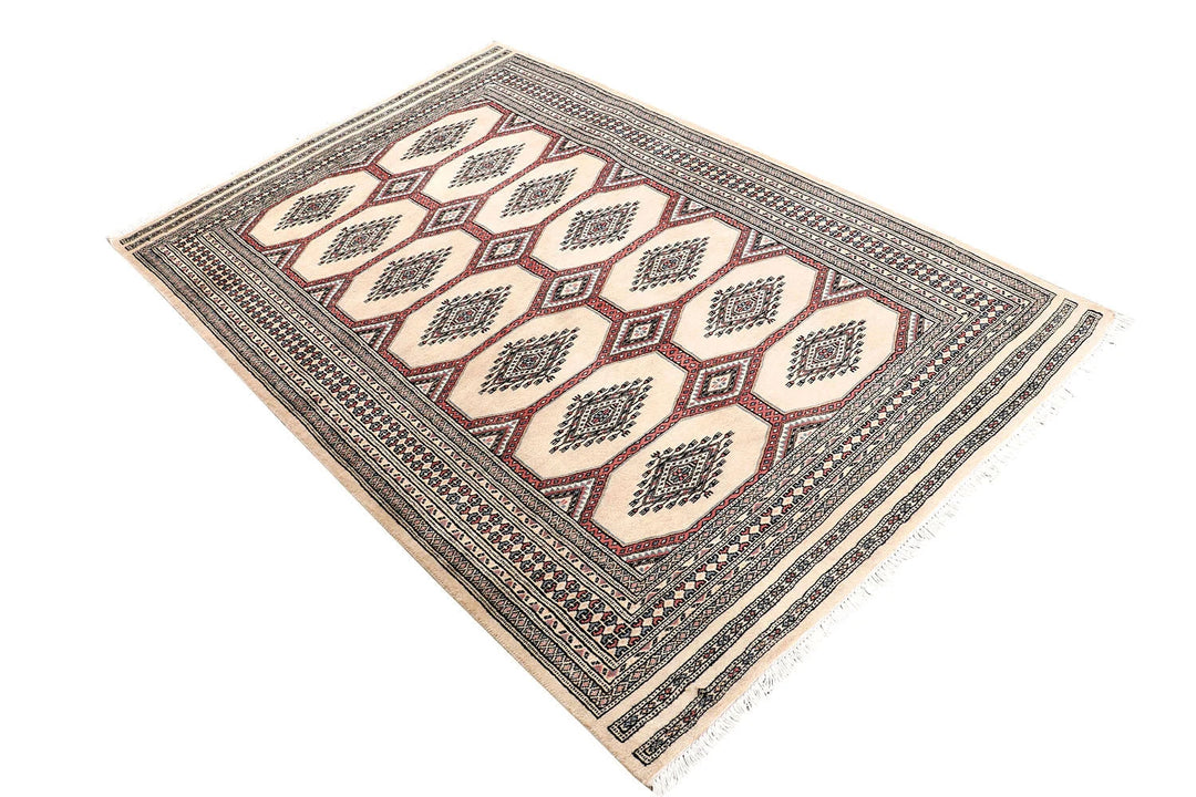 Brown Pakistani Jaldar Rug 4' 2" x 6' 4" Hand-Knotted | No. QA84408
