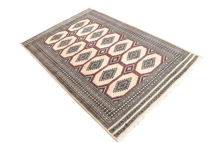 Brown Pakistani Jaldar Rug 4' 2" x 6' 4" Hand-Knotted | No. QA84408