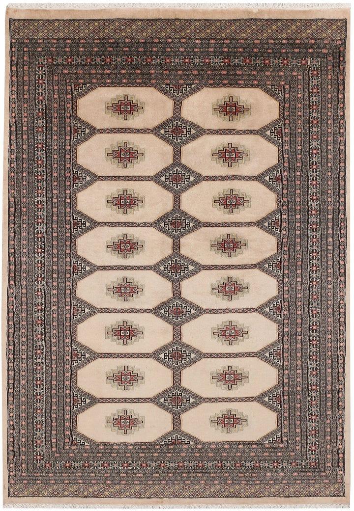 Wheat Pakistani Jaldar Rug 5' 5" x 7' 9" Hand-Knotted | No. QA84544