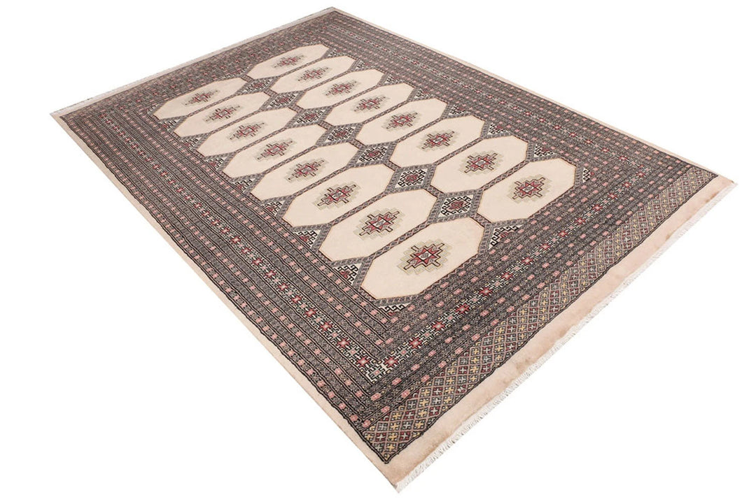 Wheat Pakistani Jaldar Rug 5' 5" x 7' 9" Hand-Knotted | No. QA84544