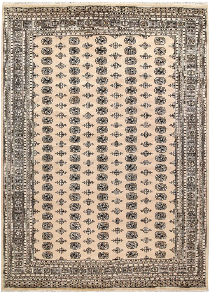 Brown Pakistani Bokhara Rug 9' 2" x 12' 7" Hand-Knotted | No. QA84592