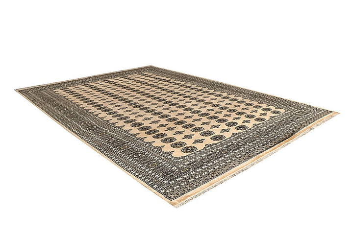 Brown Pakistani Bokhara Rug 9' 2" x 12' 7" Hand-Knotted | No. QA84592