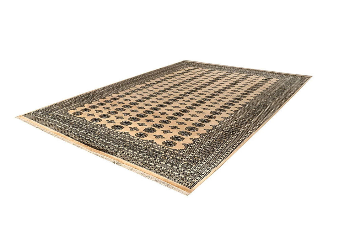 Brown Pakistani Bokhara Rug 9' 2" x 12' 7" Hand-Knotted | No. QA84592
