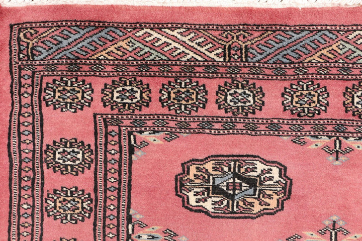 Light Coral Pakistani Bokhara Rug 3' 1" x 6' Hand-Knotted | No. QA84788