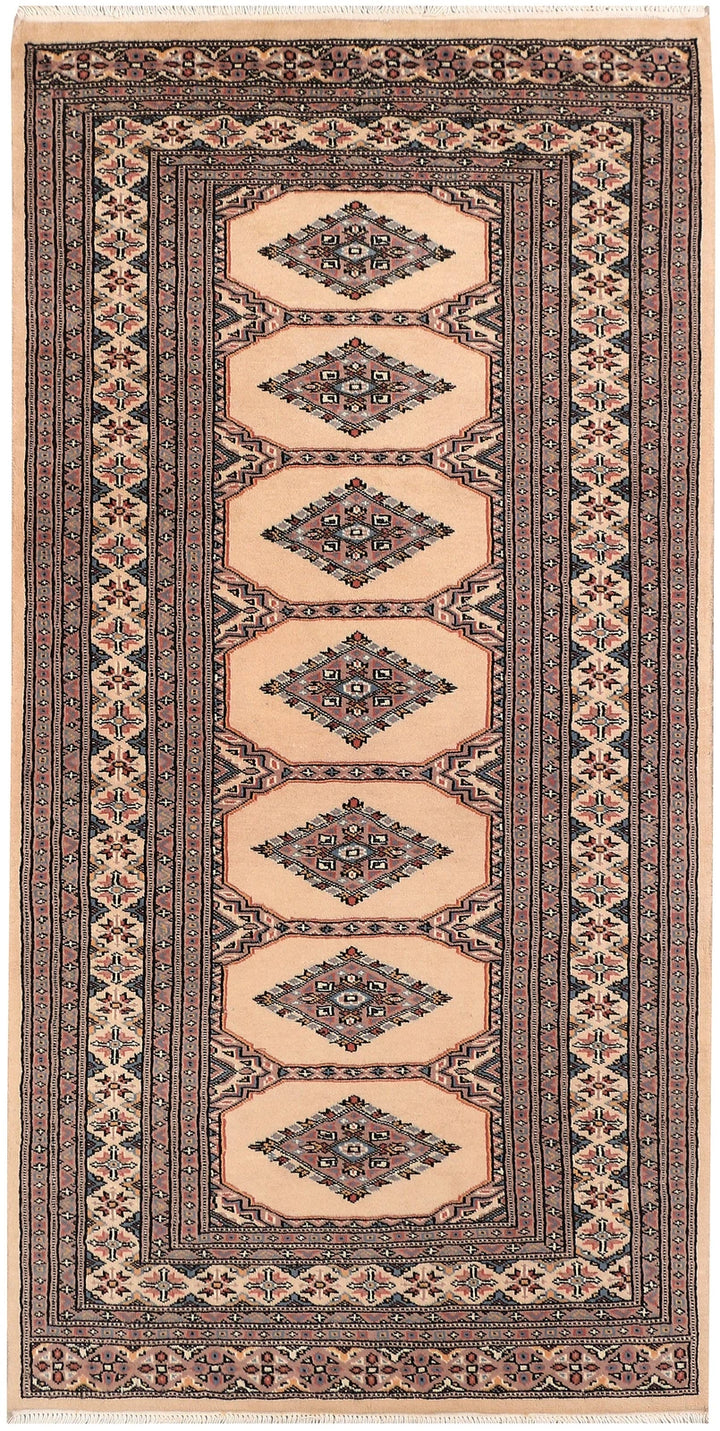 Brown Pakistani Jaldar Rug 3' 1" x 6' 1" Hand-Knotted | No. QA84836
