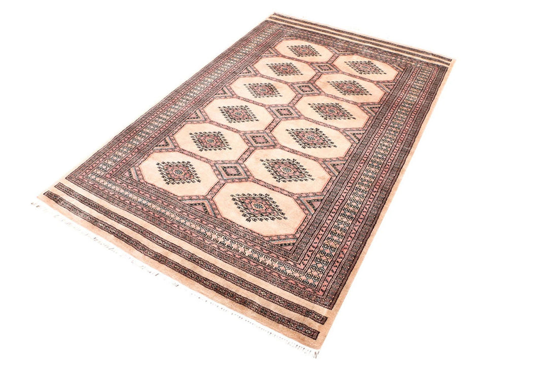 Brown Pakistani Jaldar Rug 4' 2" x 6' 6" Hand-Knotted | No. QA84910