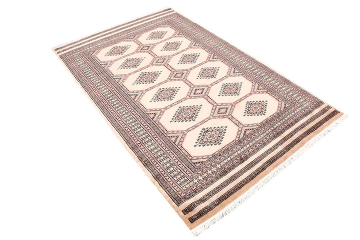Brown Pakistani Jaldar Rug 4' 2" x 6' 6" Hand-Knotted | No. QA84910