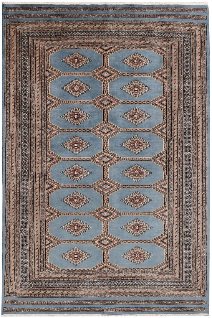 Light Slate Grey Pakistani Jaldar Rug 5' 6" x 8' 2" Hand-Knotted | No. QA84976