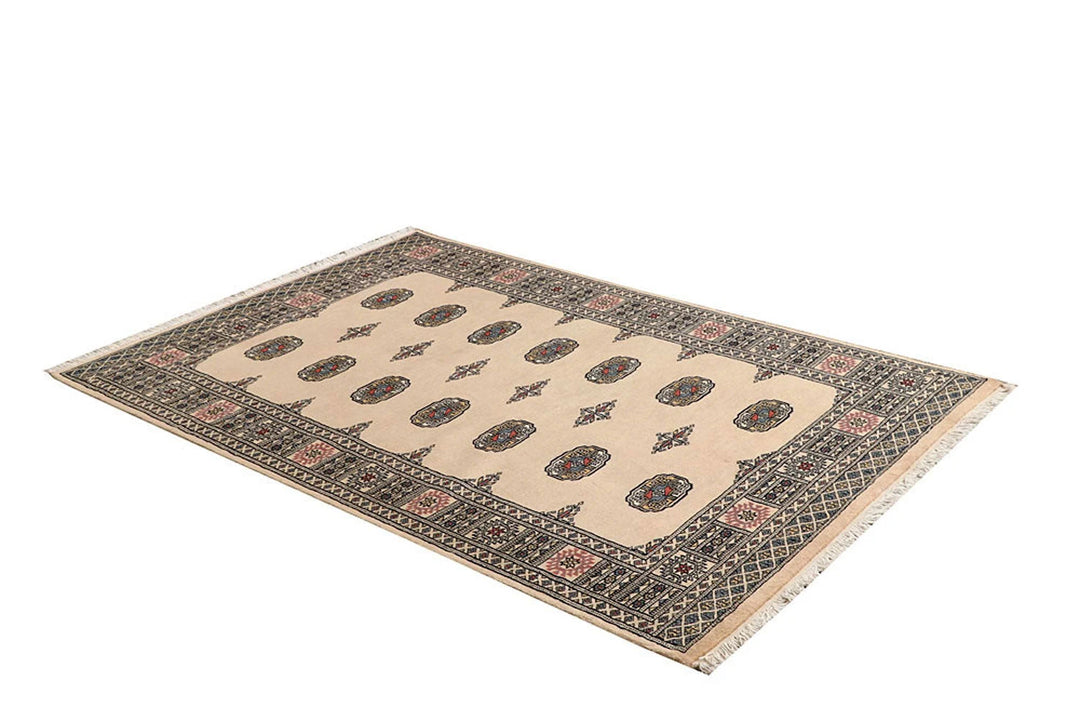 Brown Pakistani Bokhara Rug 4' 1" x 6' 3" Hand-Knotted | No. QA85146
