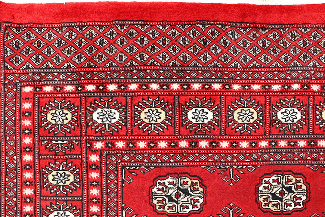 Red Bokhara Rug 5' 6" x 8' 2" Hand-Knotted | No. QA85170