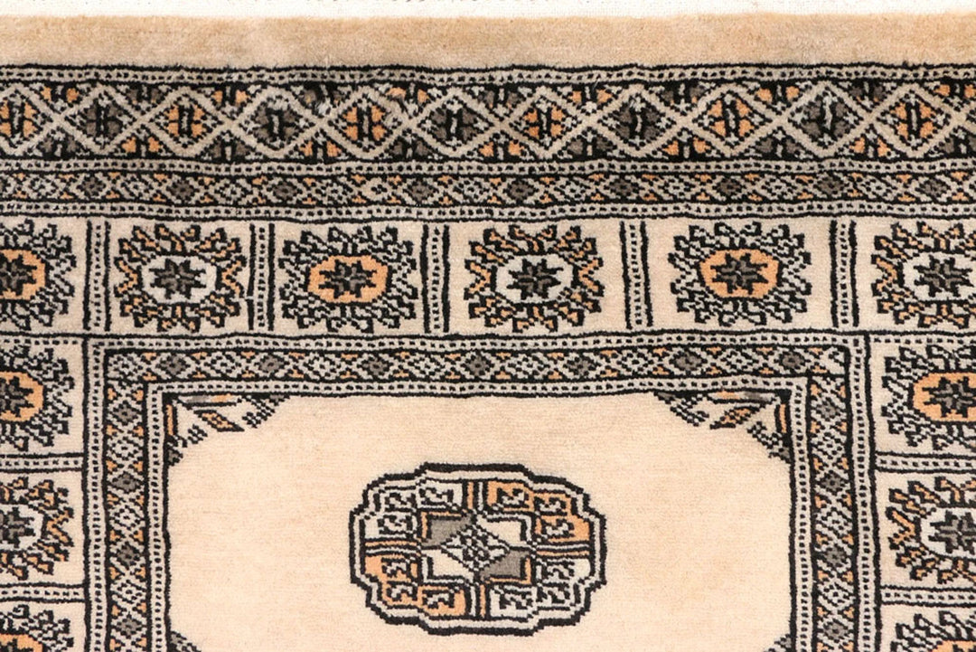 Antique White Pakistani Bokhara Rug 2' 6" x 10' 2" Hand-Knotted | No. QA85220