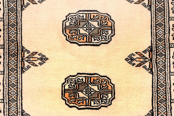 Antique White Pakistani Bokhara Rug 2' 6" x 10' 2" Hand-Knotted | No. QA85220