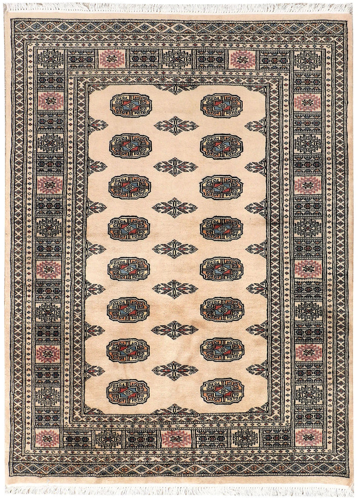 Brown Bokhara Rug 4' 1" x 5' 7" Hand-Knotted | No. QA85244