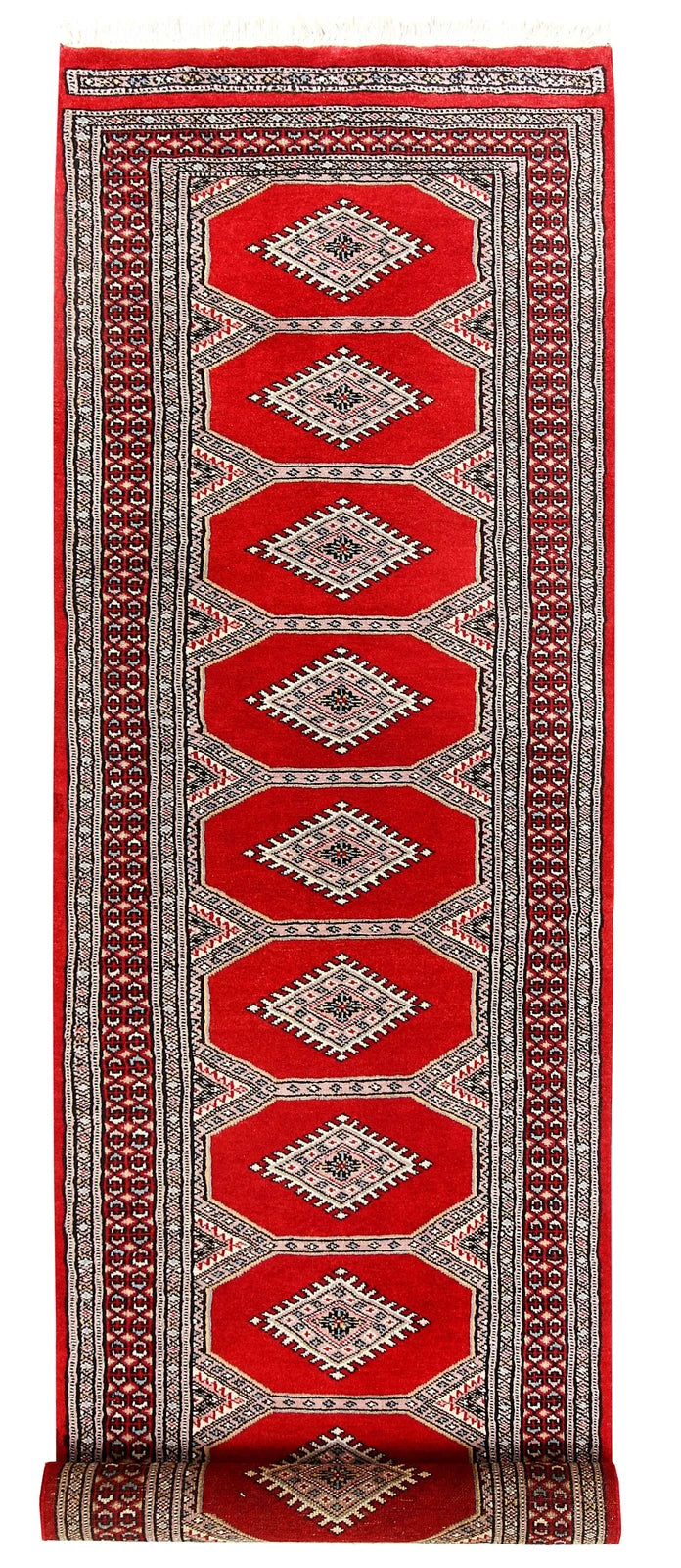 Red Pakistani Jaldar Rug 2' 4" x 9' 2" Hand-Knotted | No. QA85496