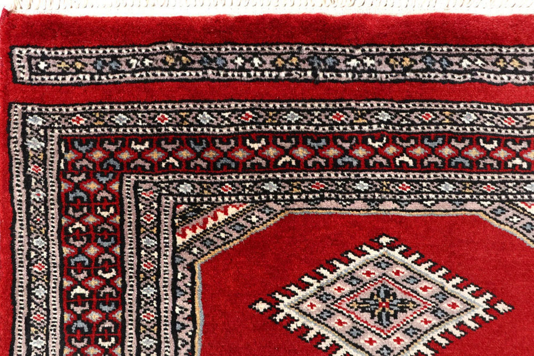 Red Pakistani Jaldar Rug 2' 4" x 9' 2" Hand-Knotted | No. QA85496