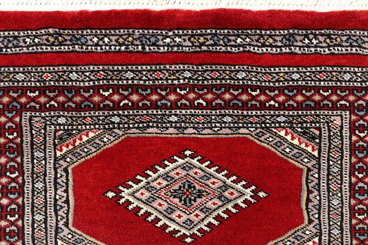 Red Pakistani Jaldar Rug 2' 4" x 9' 2" Hand-Knotted | No. QA85496