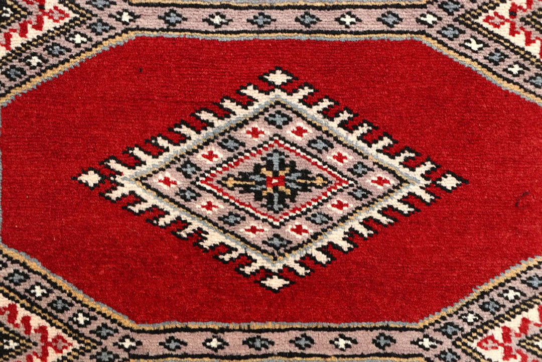 Red Pakistani Jaldar Rug 2' 4" x 9' 2" Hand-Knotted | No. QA85496