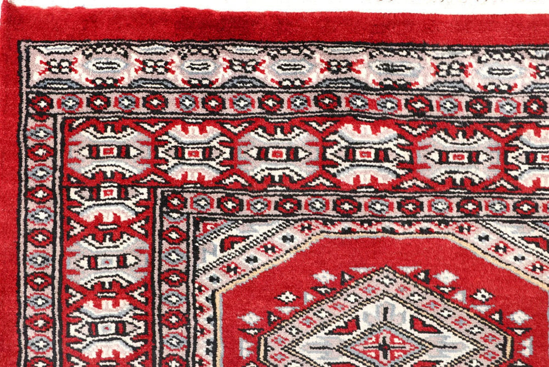 Red Pakistani Jaldar Rug 2' 3" x 8' 10" Hand-Knotted | No. QA85563