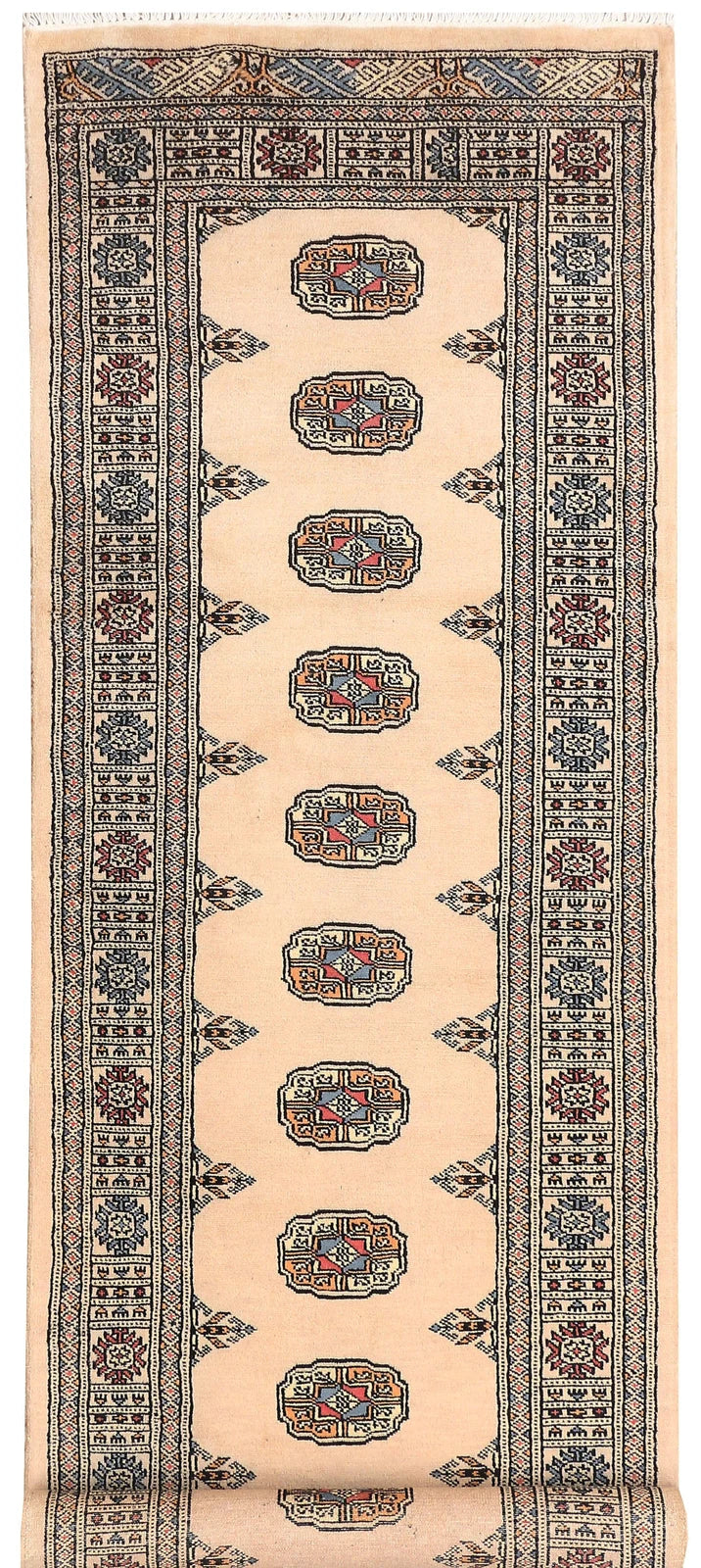 Navajo White Pakistani Bokhara Rug 2' 7" x 8' 8" Hand-Knotted | No. QA85574