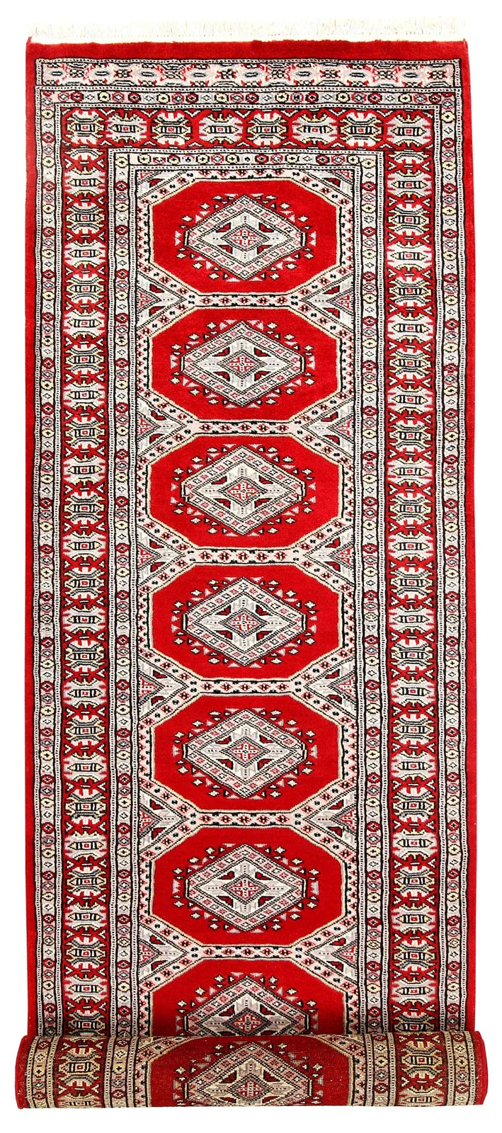 Firebrick Red Pakistani Jaldar Rug 2' 7" x 9' 11" Hand-Knotted | No. QA85579