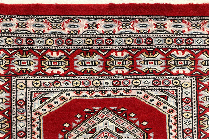 Firebrick Red Pakistani Jaldar Rug 2' 7" x 9' 11" Hand-Knotted | No. QA85579
