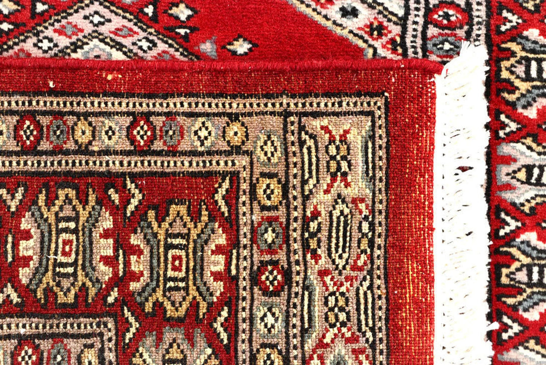 Firebrick Red Pakistani Jaldar Rug 2' 7" x 9' 11" Hand-Knotted | No. QA85579