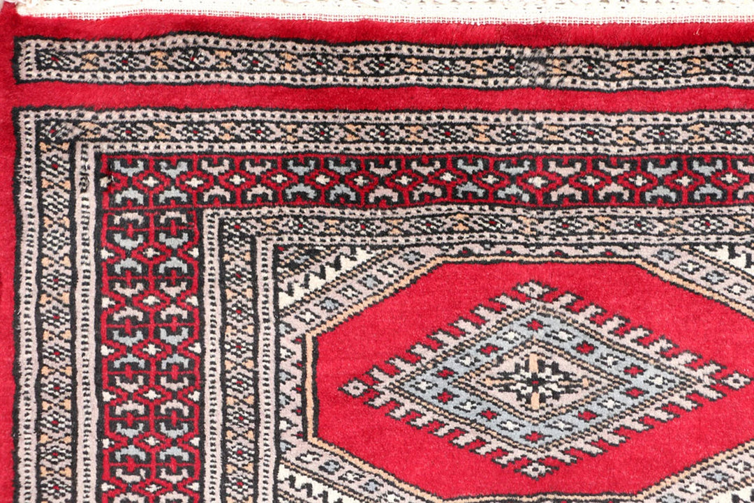 Firebrick Red Pakistani Jaldar Runner 2' x 6' Hand-Knotted | No. QA85685