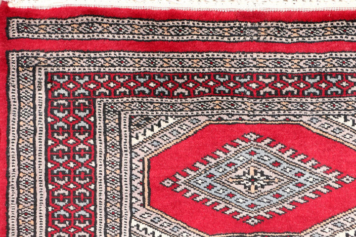 Firebrick Red Pakistani Jaldar Runner 2' x 6' Hand-Knotted | No. QA85685