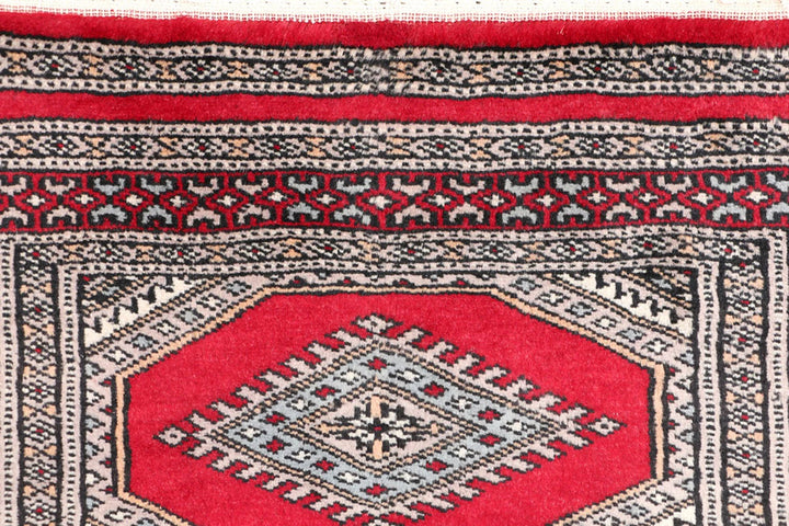 Firebrick Red Pakistani Jaldar Runner 2' x 6' Hand-Knotted | No. QA85685