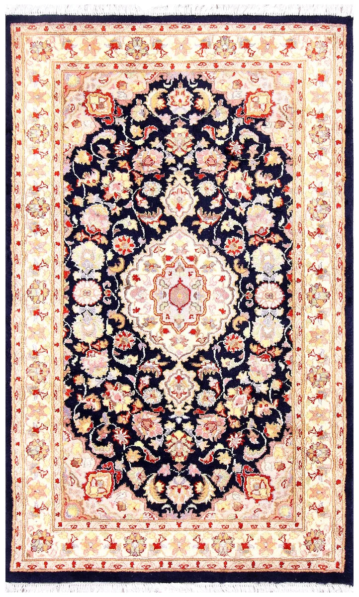 Navy Pakistani Kashan Rug 3' 1" x 5' 1" Hand-Knotted | No. QA85767