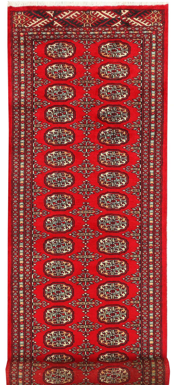 Dark Red Pakistani Bokhara Rug 2' 7" x 10' Hand-Knotted | No. QA85774