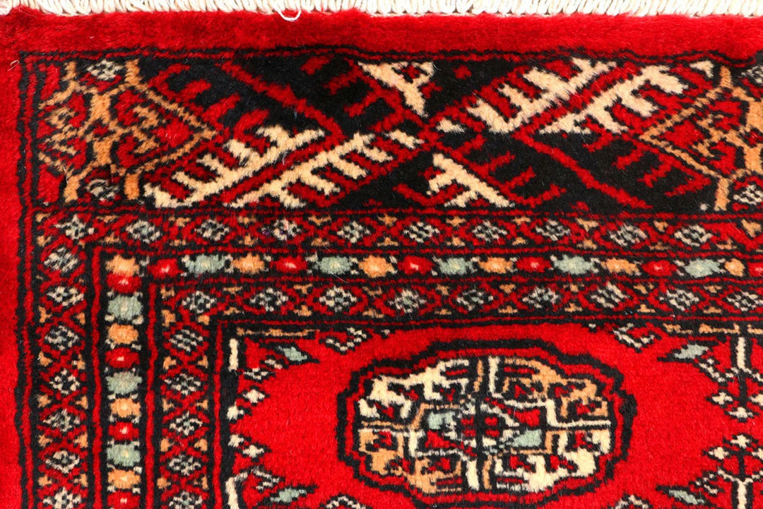Dark Red Pakistani Bokhara Rug 2' 7" x 10' Hand-Knotted | No. QA85774