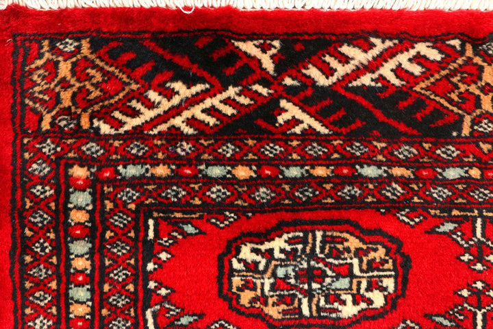 Dark Red Pakistani Bokhara Rug 2' 7" x 10' Hand-Knotted | No. QA85774