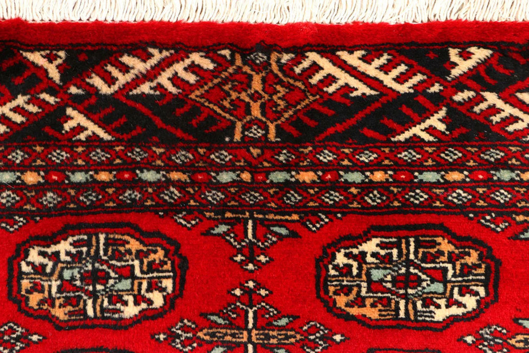 Dark Red Pakistani Bokhara Rug 2' 7" x 10' Hand-Knotted | No. QA85774