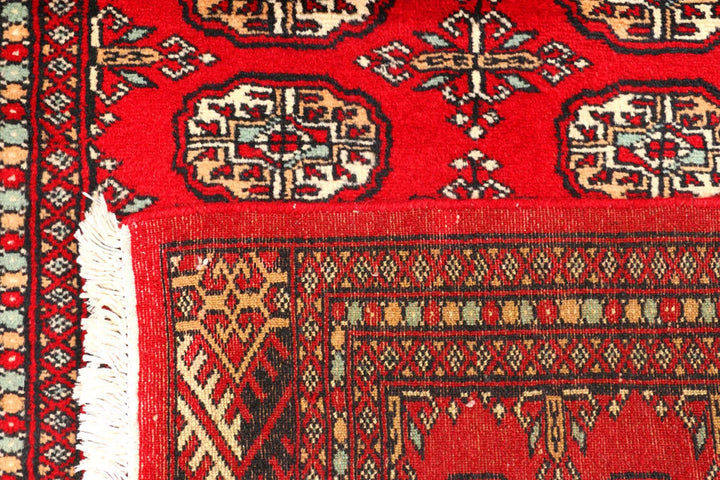 Dark Red Pakistani Bokhara Rug 2' 7" x 10' Hand-Knotted | No. QA85774