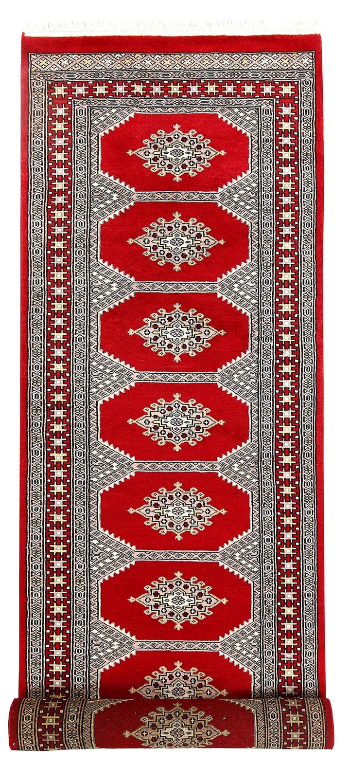 Red Pakistani Jaldar Rug 2' 6" x 10' 3" Hand-Knotted | No. QA85779