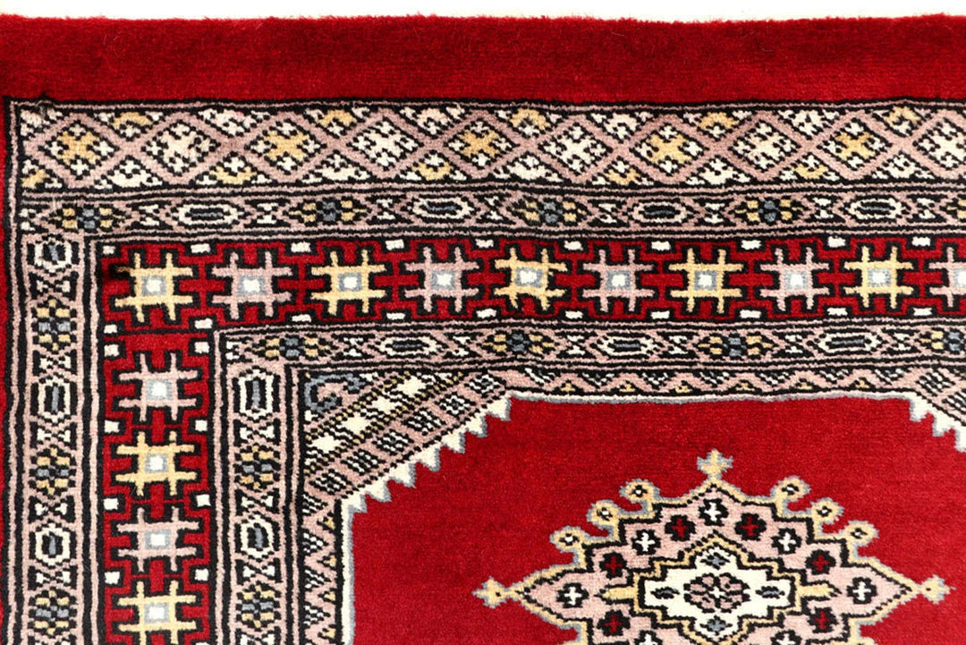 Red Pakistani Jaldar Rug 2' 6" x 10' 3" Hand-Knotted | No. QA85779