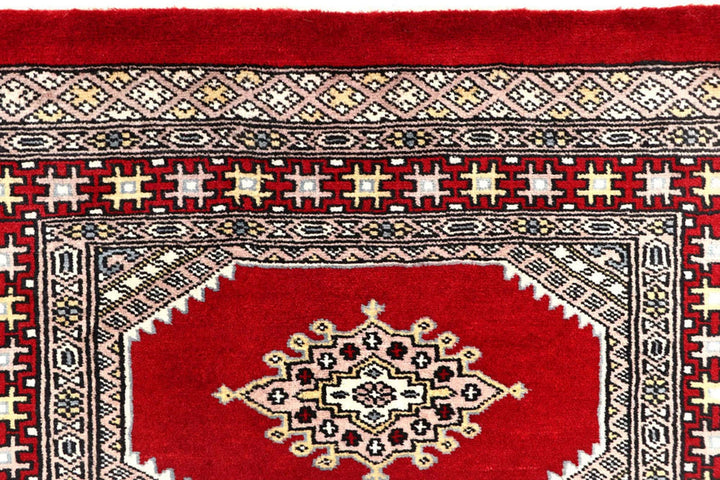 Red Pakistani Jaldar Rug 2' 6" x 10' 3" Hand-Knotted | No. QA85779