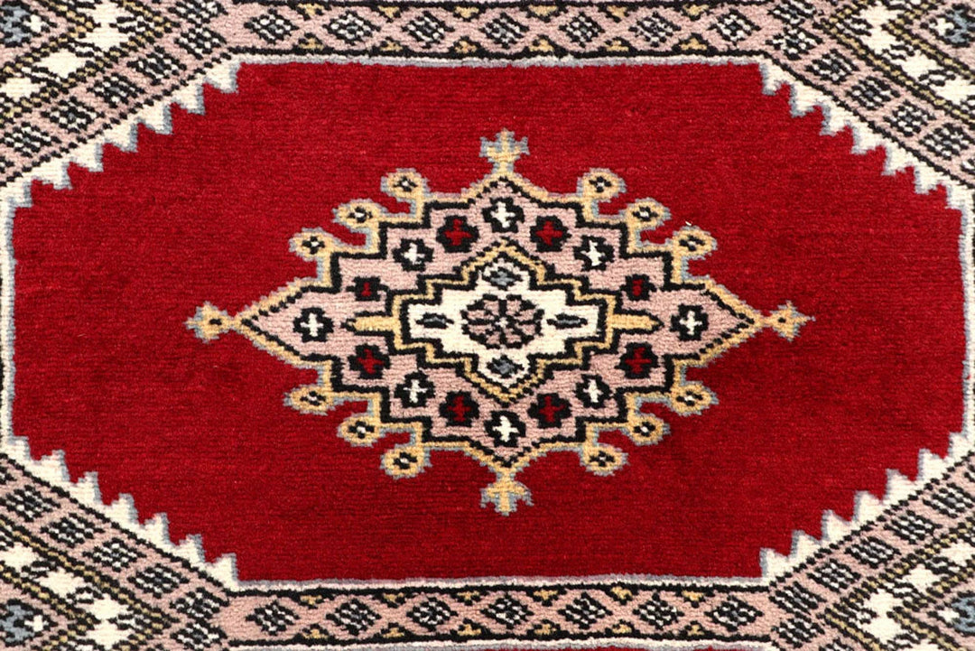 Red Pakistani Jaldar Rug 2' 6" x 10' 3" Hand-Knotted | No. QA85779