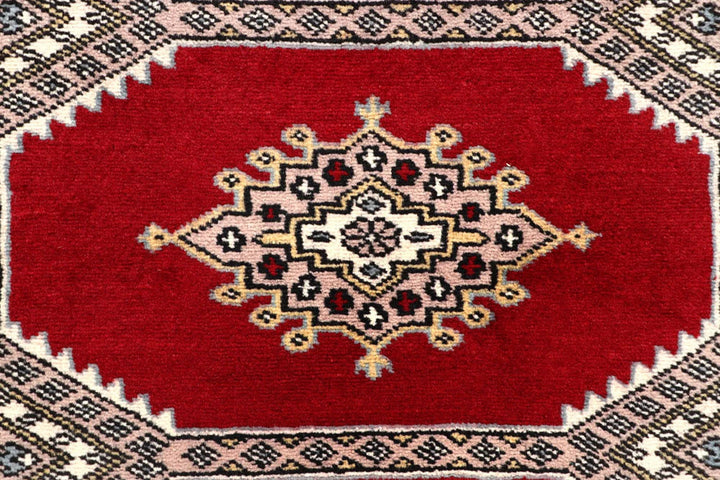 Red Pakistani Jaldar Rug 2' 6" x 10' 3" Hand-Knotted | No. QA85779