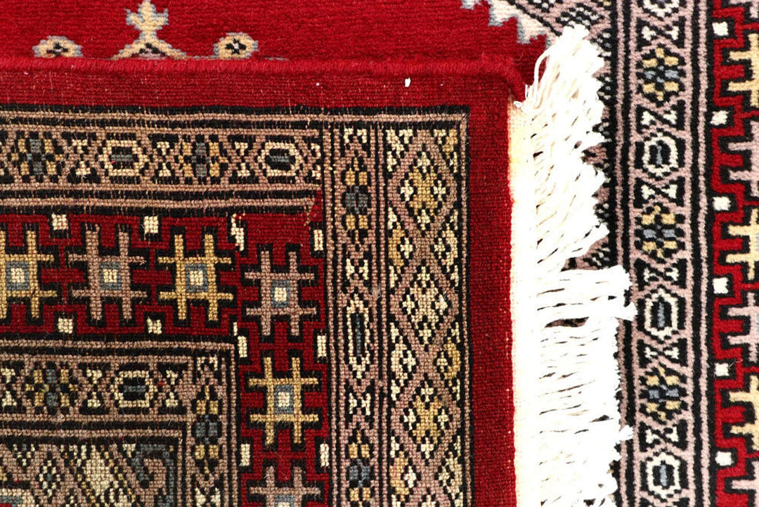 Red Pakistani Jaldar Rug 2' 6" x 10' 3" Hand-Knotted | No. QA85779