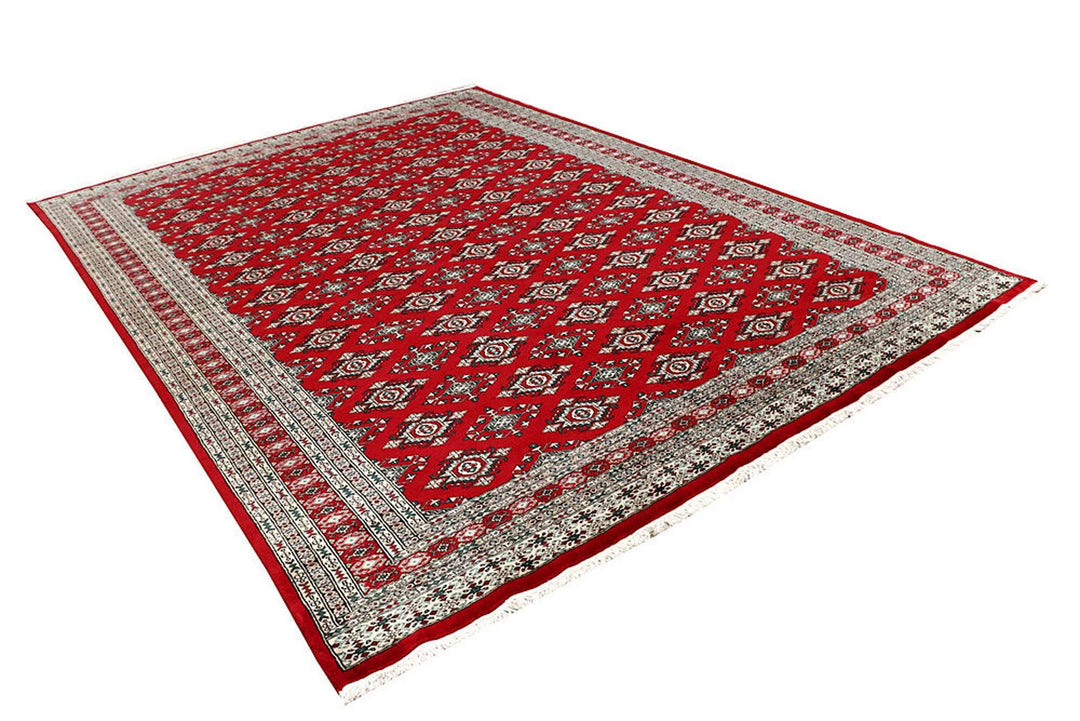 Red Pakistani Jaldar Rug 8' 1" x 11' 4" Hand-Knotted | No. QA85881
