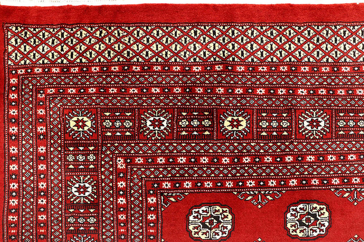 Red Pakistani Bokhara Rug 9' 1" x 11' 9" Hand-Knotted | No. QA85899