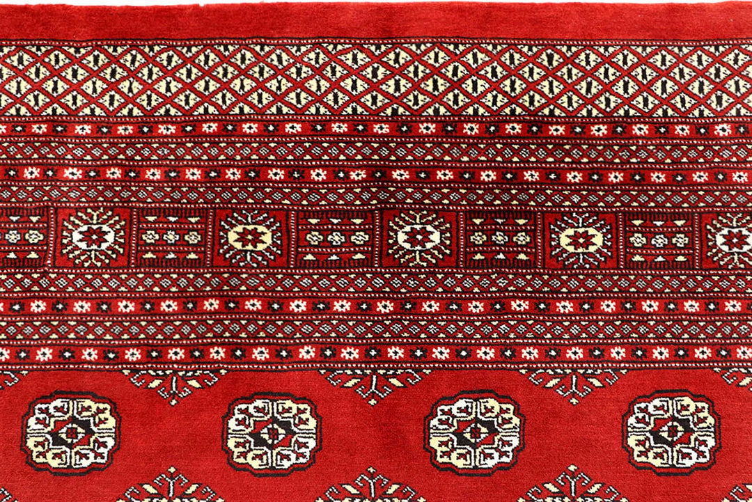 Red Pakistani Bokhara Rug 9' 1" x 11' 9" Hand-Knotted | No. QA85899