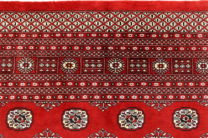Red Pakistani Bokhara Rug 9' 1" x 11' 9" Hand-Knotted | No. QA85899