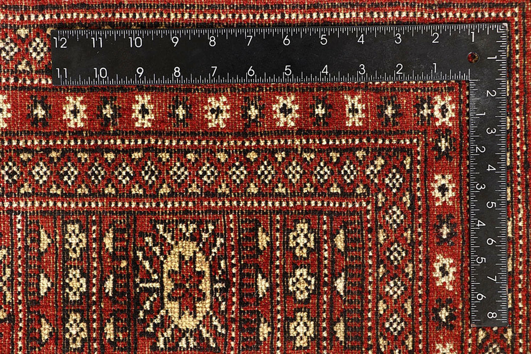 Red Pakistani Bokhara Rug 9' 1" x 11' 9" Hand-Knotted | No. QA85899