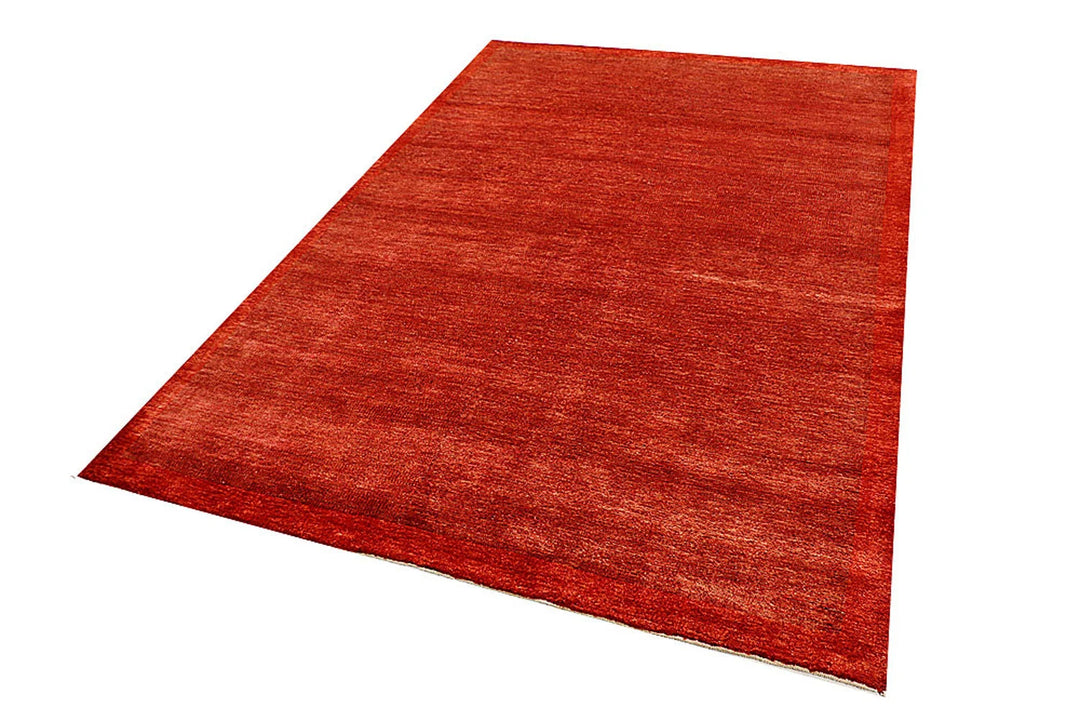 Orange Red Pakistani Gabbeh Rug 5' 5" x 8' Hand-Knotted | No. QA85944