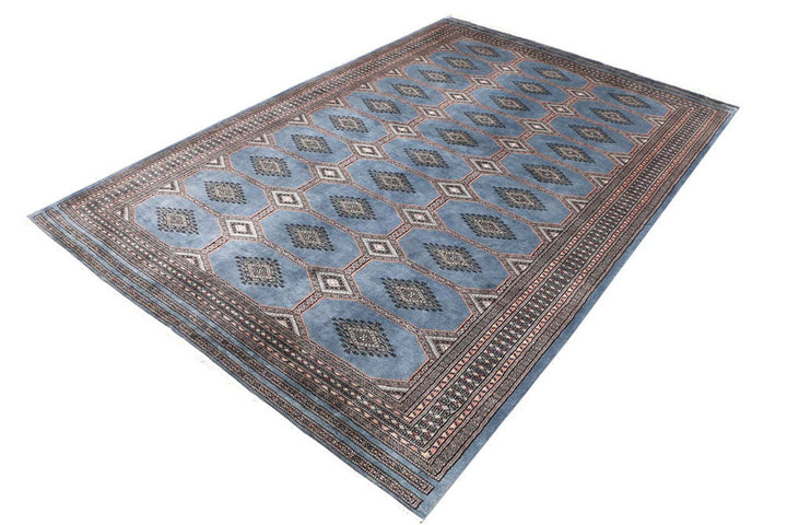 Light Slate Grey Pakistani Jaldar Rug 5' 10" x 8' 8" Hand-Knotted | No. QA85999