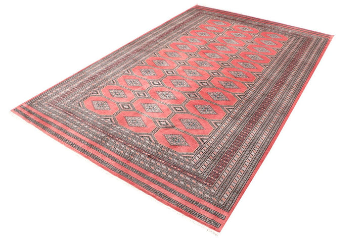 Salmon Pakistani Jaldar Rug 6' 8" x 10' 2" Hand-Knotted | No. QA86063